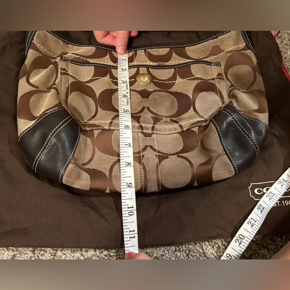 Coach, brown canvas purse. - Picture 5 of 7
